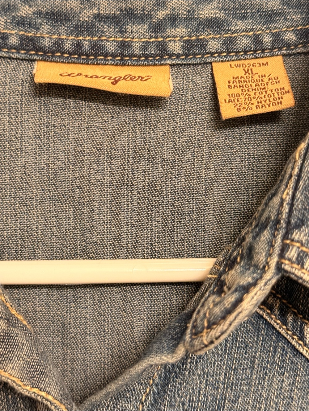 Wrangler Jean Dress trimmed with Cream colored lace bottom - Picture 2 of 11